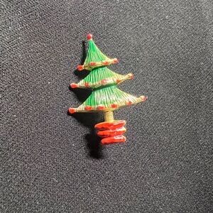 Festive Holiday Tree Brooch